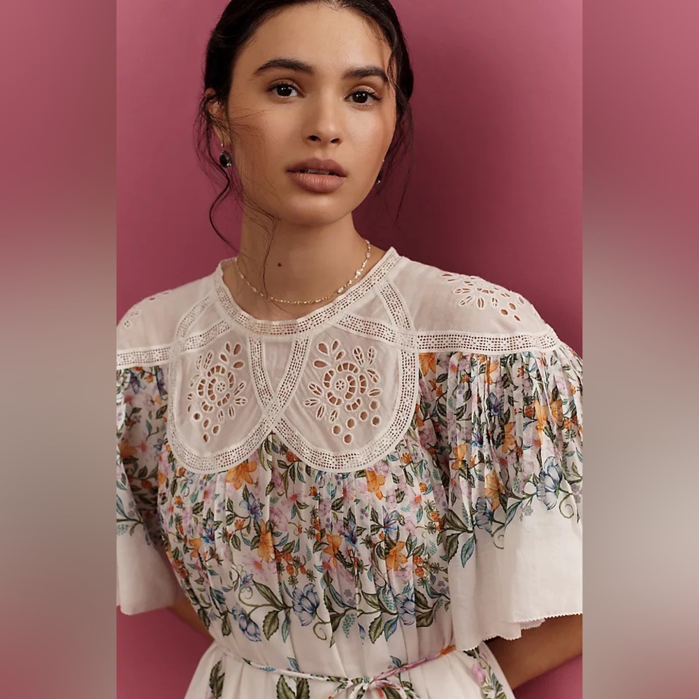 Farm Rio Sweet Bloom Bouquet Short-Sleeve Mini Dress - Picture 8 of 11